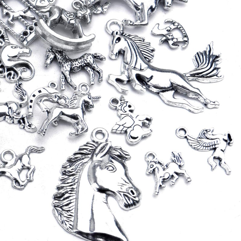 Jdesun Unicorn Charms Collection, 100g(60-70pcs) Animals Unicorn Charms Horse Metal Pendants Jewelry Findings Making Accessory for DIY Bracelets Necklaces Earrings - Image 3